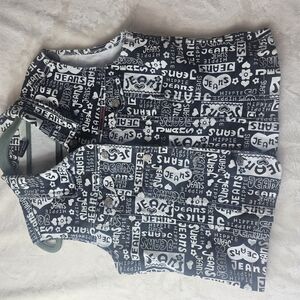 Stylish Navi Jeans Vest Black and White Unisex Xl Graphic Women's Top